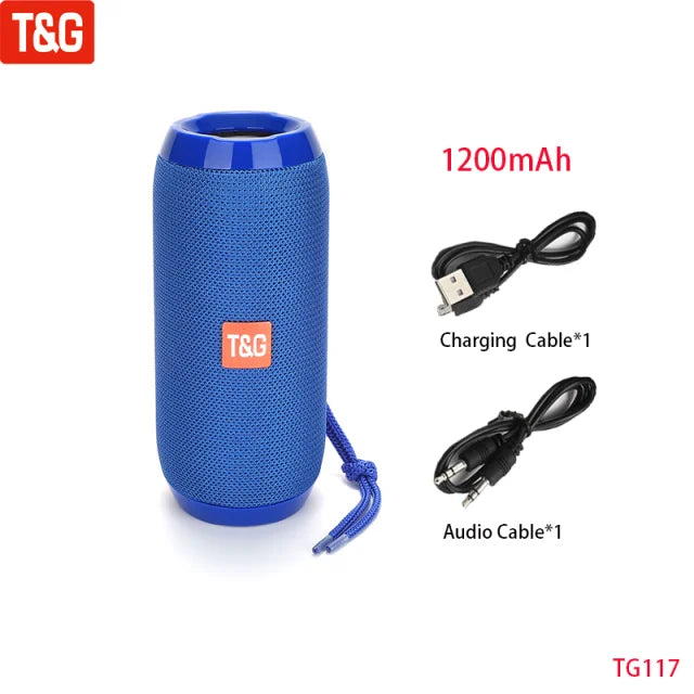 Portable Wireless Bluetooth Speaker 10W — TWS, FM Radio, IPX5 Waterproof, 1200mAh Handsfree