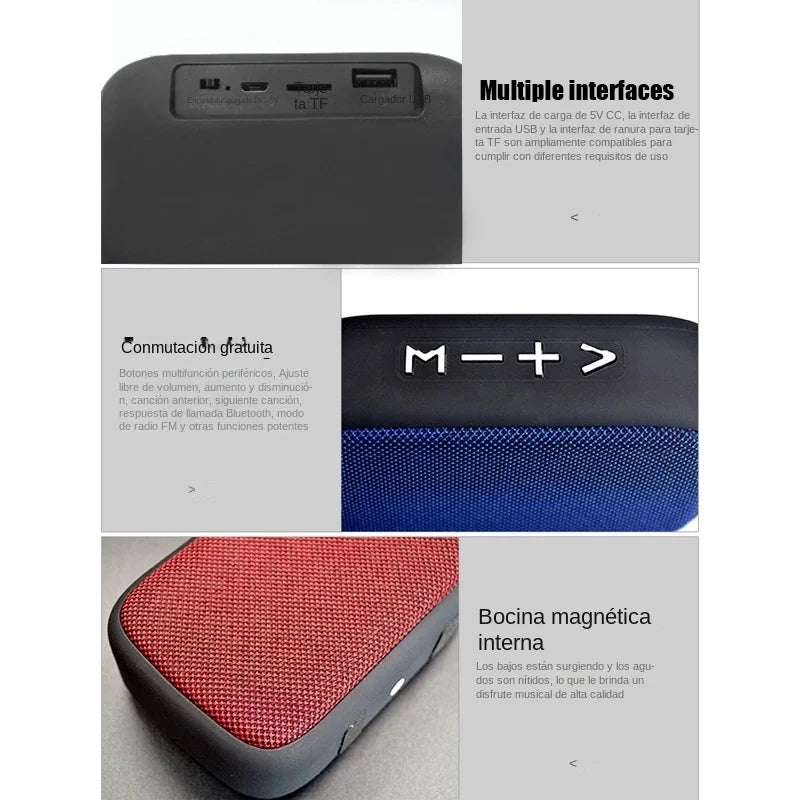 Portable Fabric Bluetooth Speaker Waterproof Rechargeable TF Card FM Radio 3W 4.65 x 3.07 x 1.54 in (118 x 78 x 39 mm)