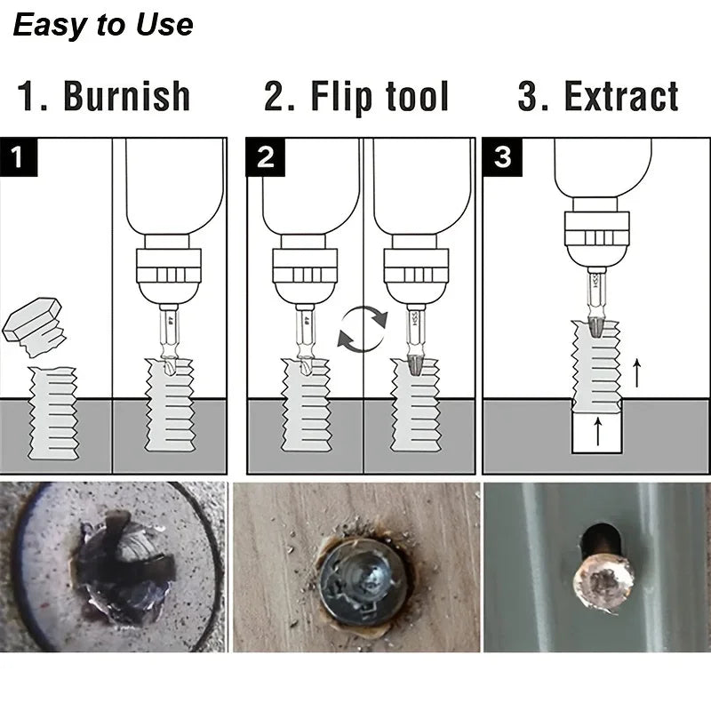 6-Piece HSS Screw Extractor Set – Stripped, Broken & Rusted Screw Remover (2–12 mm / 0.08–0.47 in)