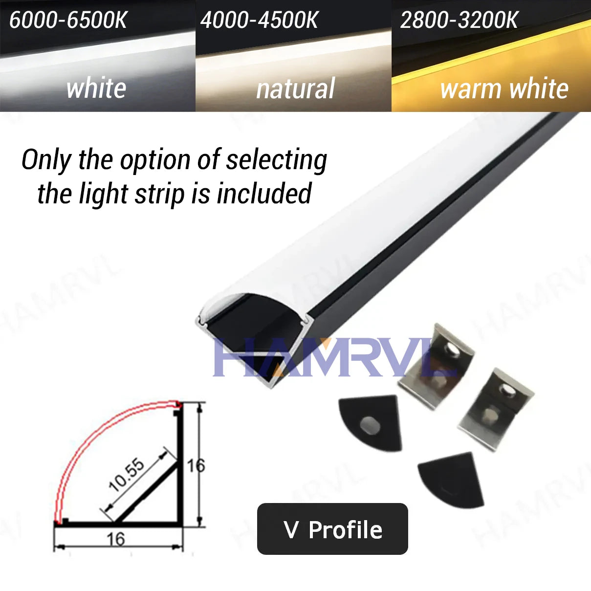 LED Aluminum Channel Profile 1m / 0.5m with Diffuser — Black/White/Clear Covers for 5050 & 5630 LED Strips, DC 12V, Warm/Natural/Cool White