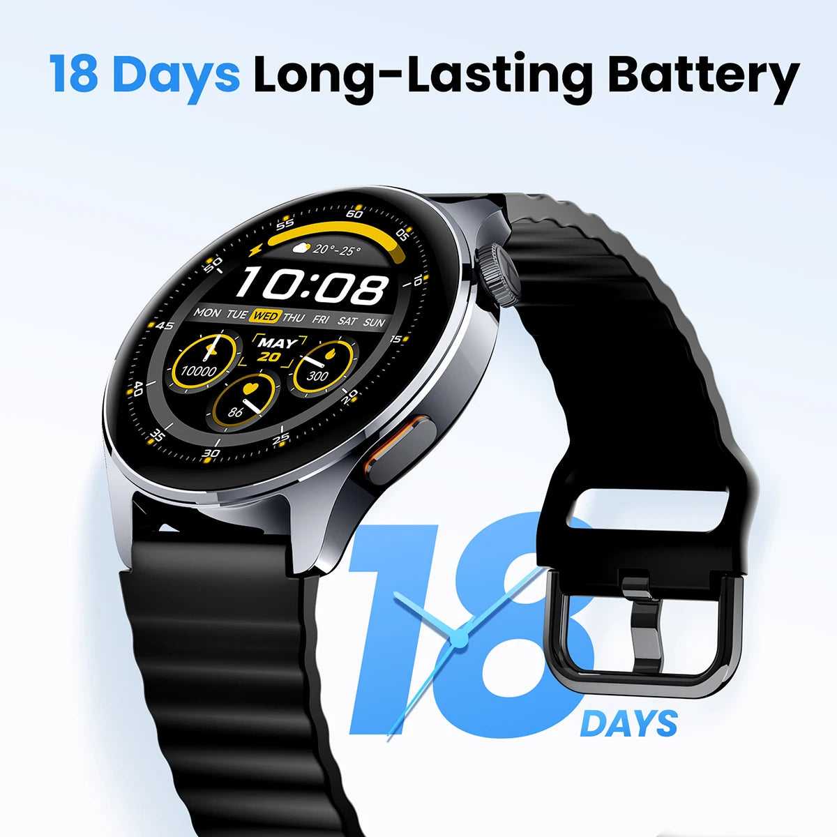 1.43-inch (36.3 mm) AMOLED GPS Smartwatch — 120+ Workout Modes, Bluetooth Calling & 18-Day Battery