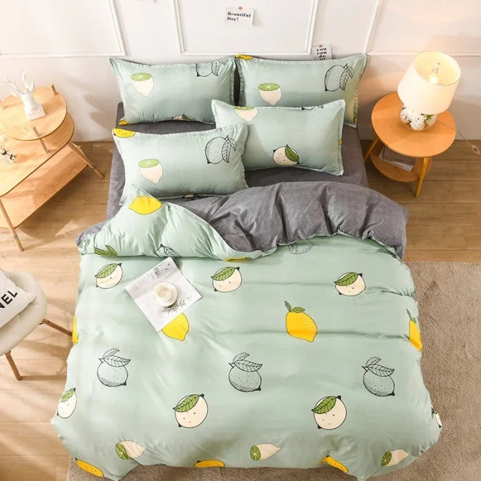 Aloe Vera Cotton 4-Piece Bedding Set – 1.5m (5 ft) Quilted Sheet & Quilt Cover, 500 TC