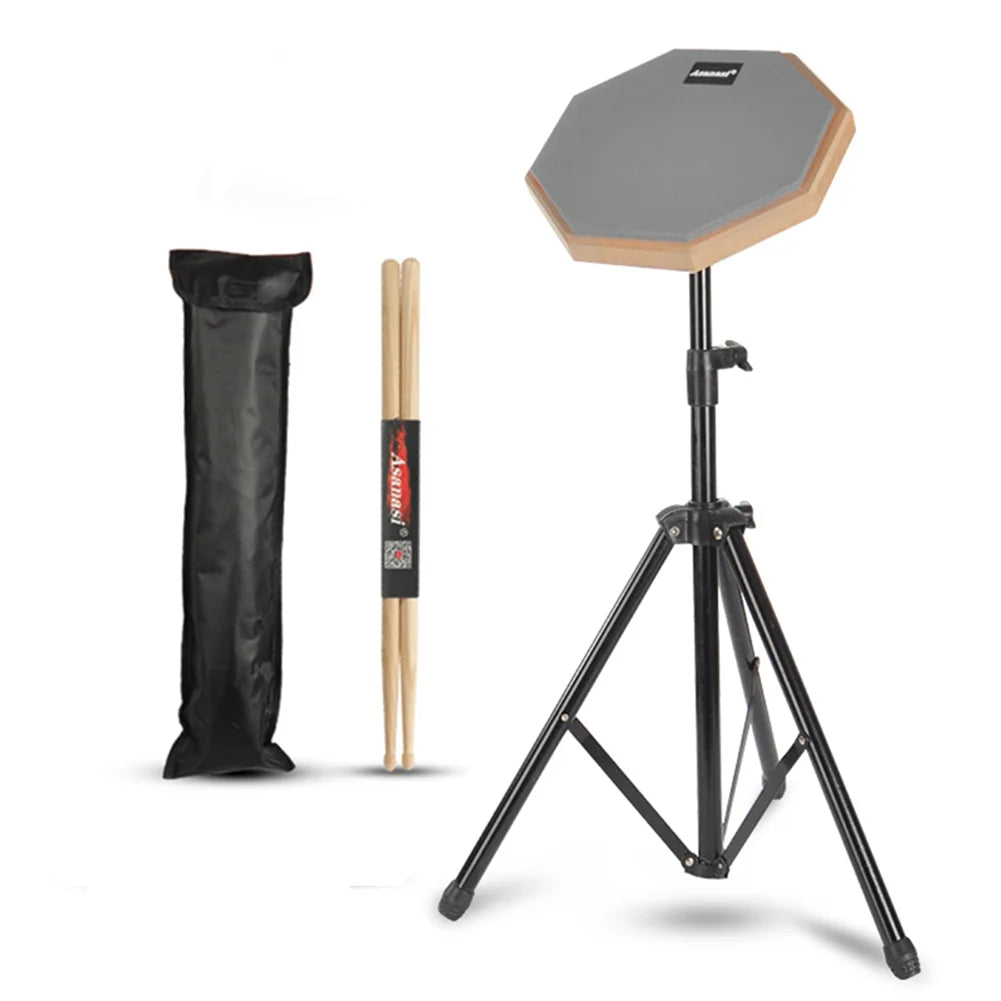 8-Inch (20 cm) Practice Drum Pad Set with Adjustable Stand Drum Sticks Carrying Bag Silent Snare Pad for Beginners
