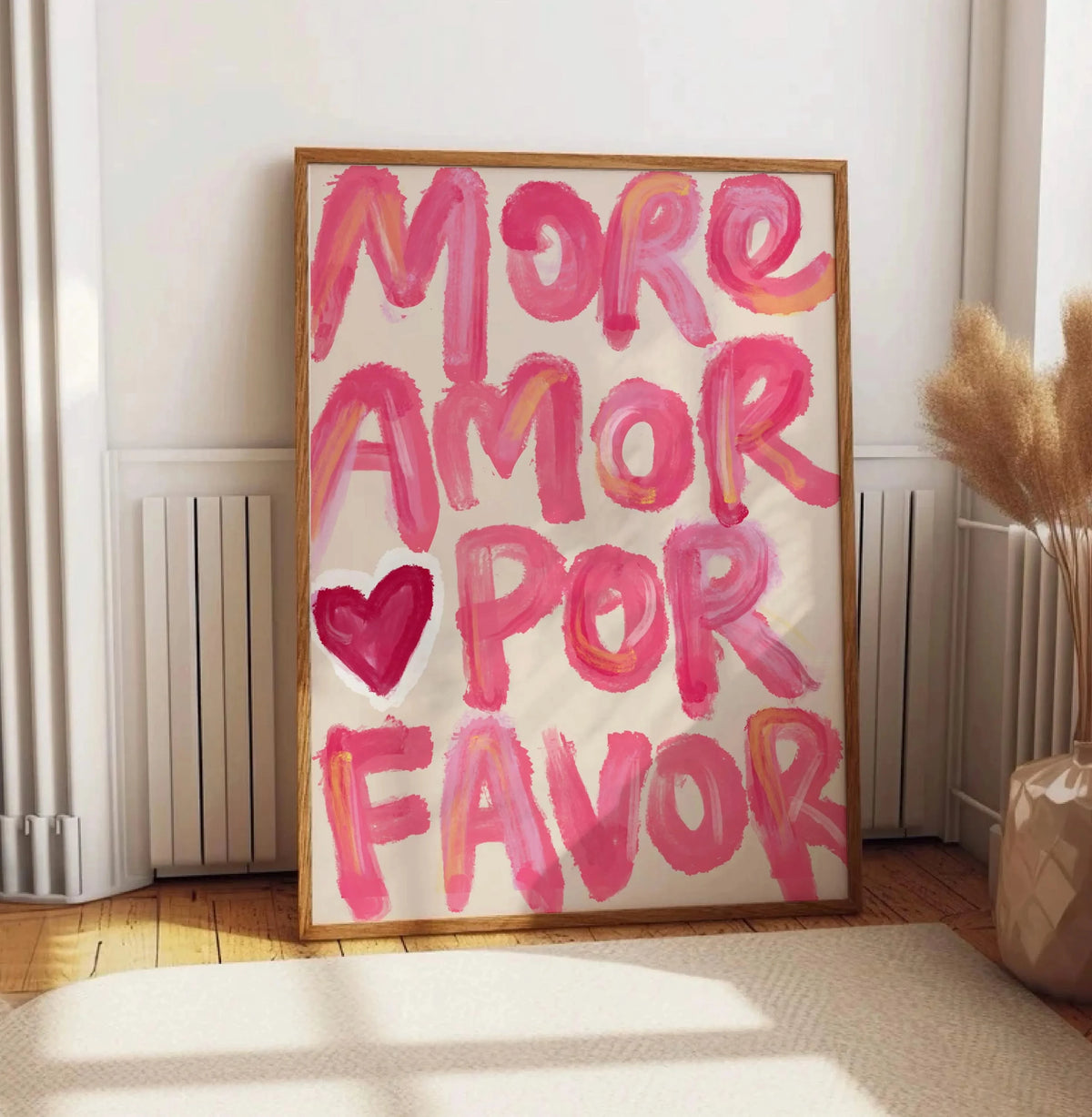 1pc Frameless Love Quote Canvas Wall Art - Pink & Blue Abstract Modern Home Decor