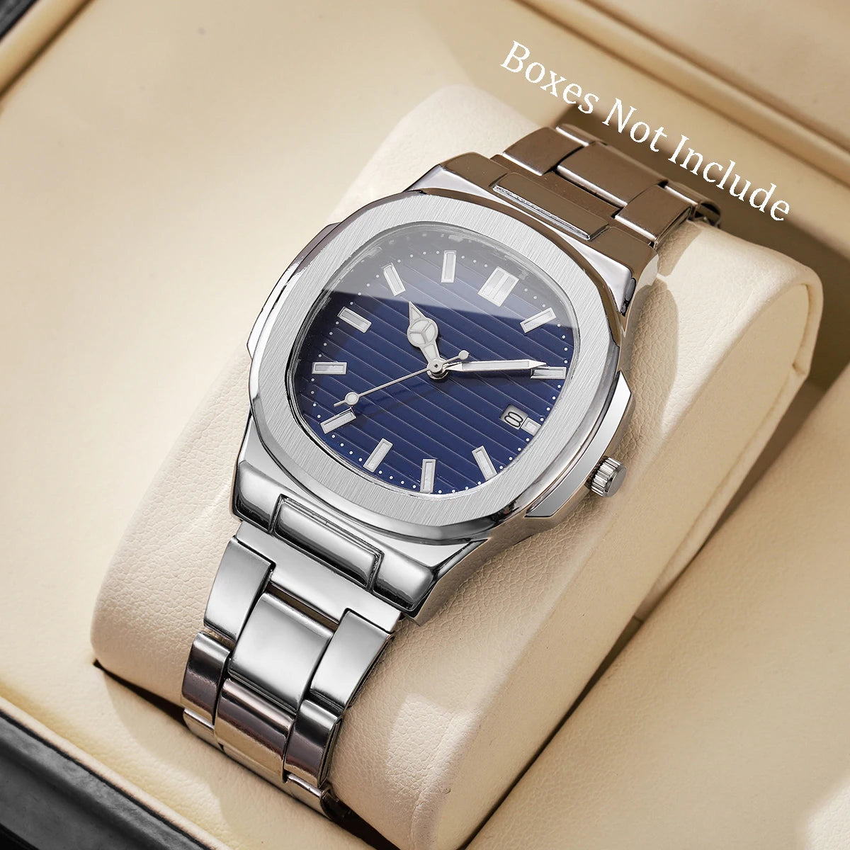 Men's Square Dial Quartz Watch with Date – Alloy Strap Business Dress Watch