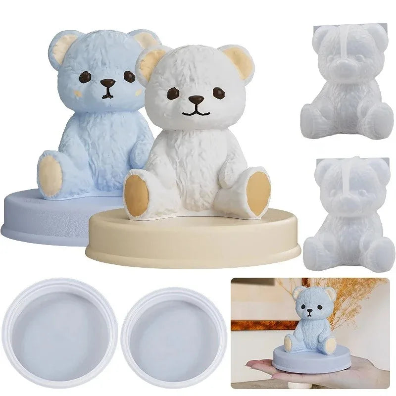 Smiling Teddy Bear Silicone Mold — 3D Candle, Soap, Resin & Ice Cube DIY Craft Mold for Home Decor & Gifts