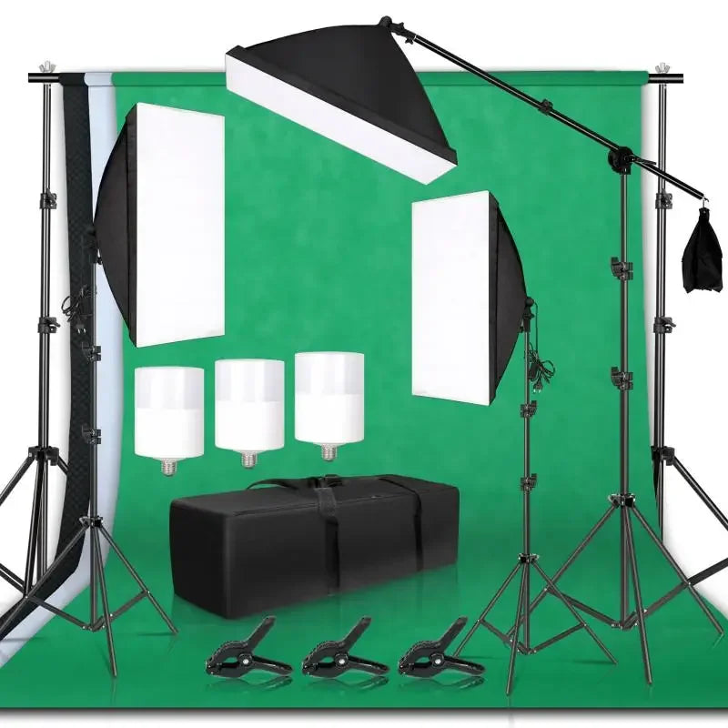 Photography Lighting Kit Softbox Umbrellas 33in/84cm 50x70cm Backdrops Light Stands Portable Photo Studio
