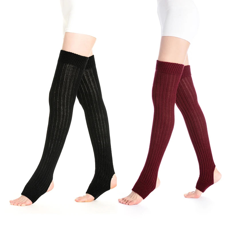 Women's Over-the-Knee Leg Warmers — Knit Boot Stockings, Open Heel Footless Thigh-High Socks, Soft Winter Gaiters, 27 in (68.6 cm) & 36 in (91.4 cm)