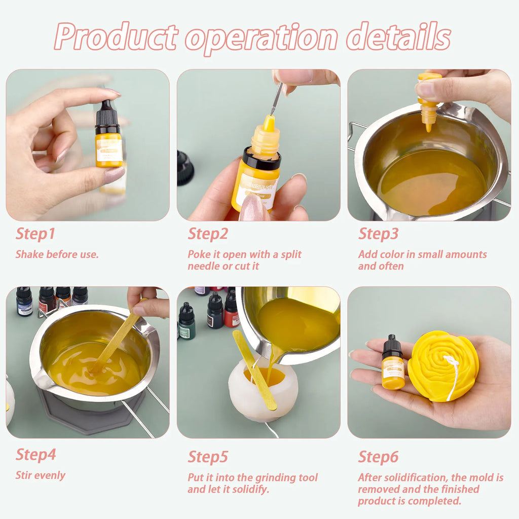 5ml (0.17 fl oz) Candle Dye Liquid Colorant – Non-Toxic High-Concentration Pigment for Soy Wax, Soap & Candle Making