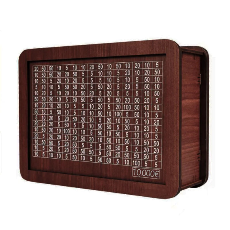 Wooden Money Challenge Box 1000/2000/3000/5000/10000 Euro – Piggy Bank Cash Vault & Savings Case