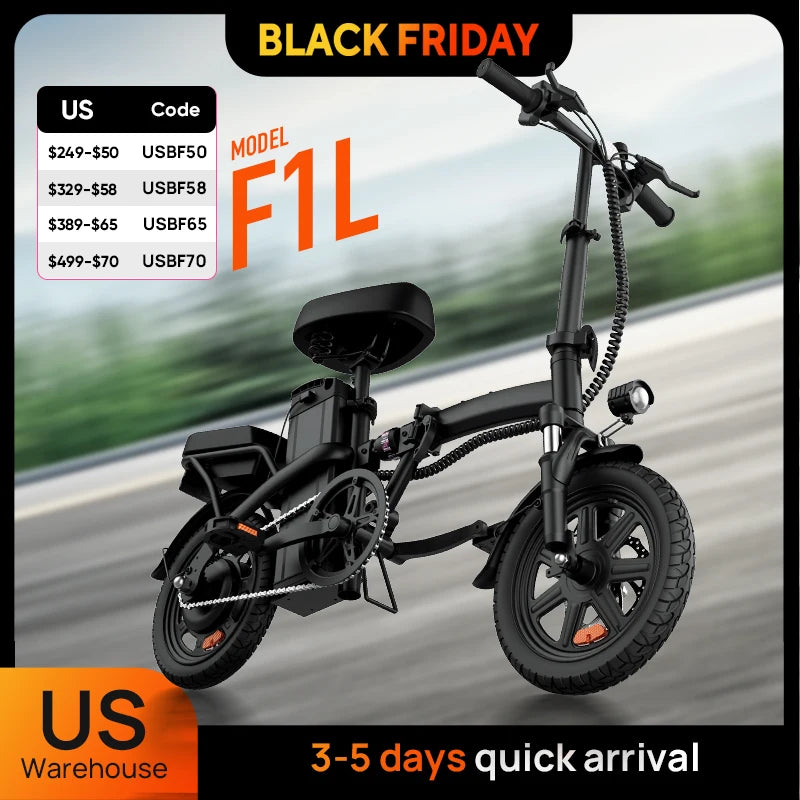 Adult Foldable Electric Bike – Brushless Motor, 48V Lithium Battery, 14-Inch (350mm) City Commuter