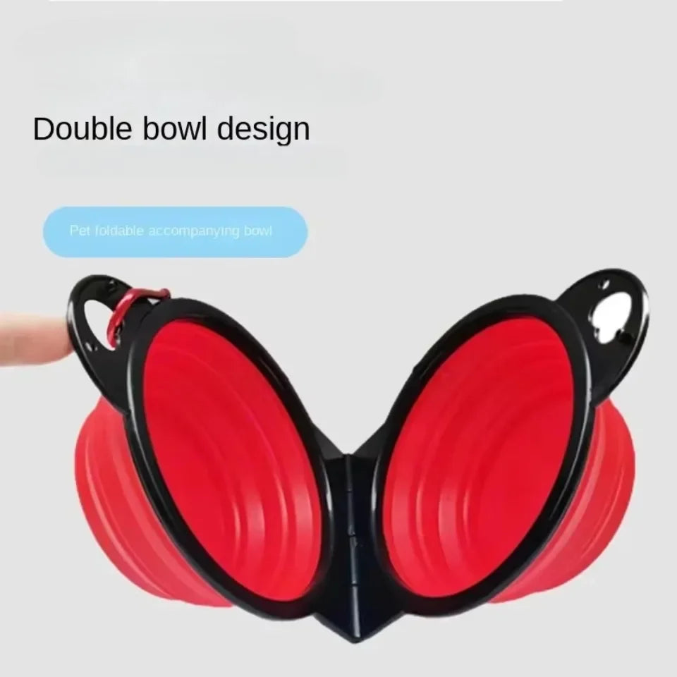 Collapsible 2-in-1 Dual Pet Bowl for Dogs & Cats – Portable Travel Water & Food Bowl, 500ml (16.9 fl oz)