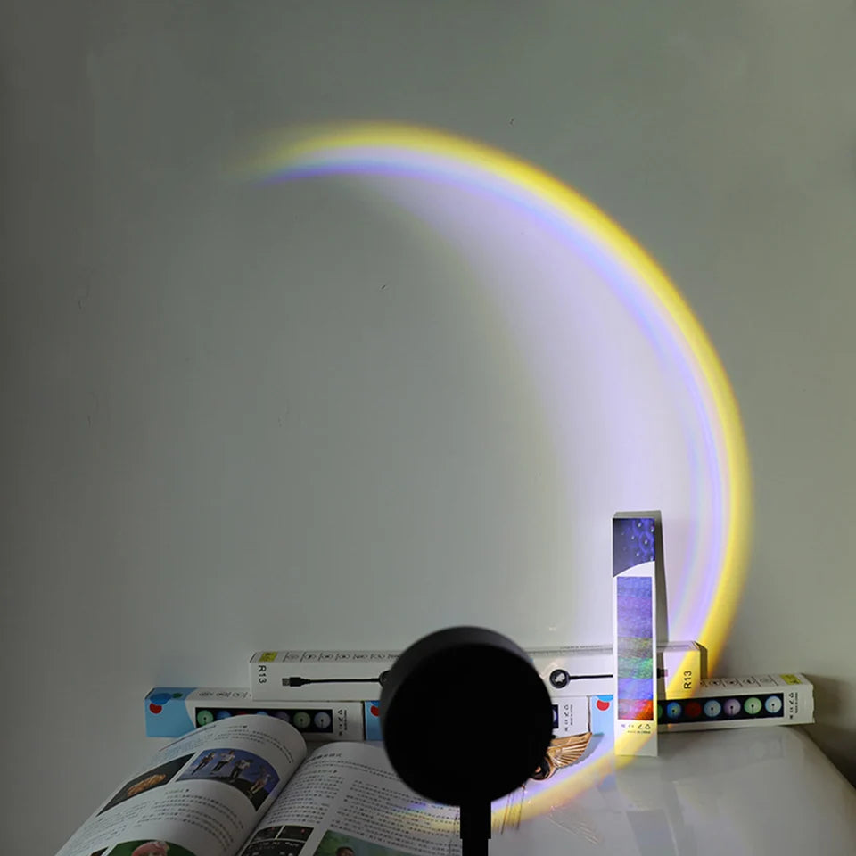 USB Sunset LED Lamp Rainbow Neon Night Light Projector, Bedroom & Photography Mood Light for Home Decor