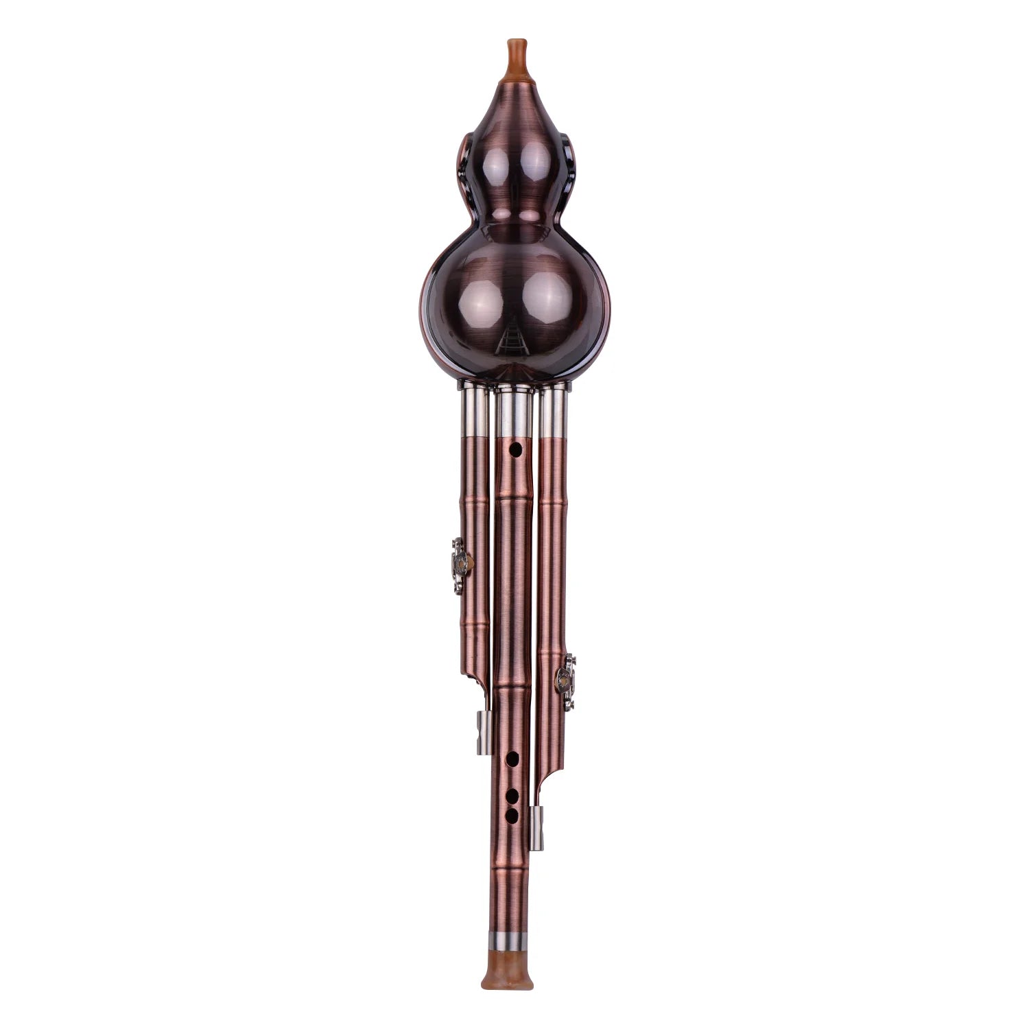 C-Key Hulusi 3-Tone Gourd Flute – Aluminum Body with Copper-Plated Pipes, Case & Decorative Knot