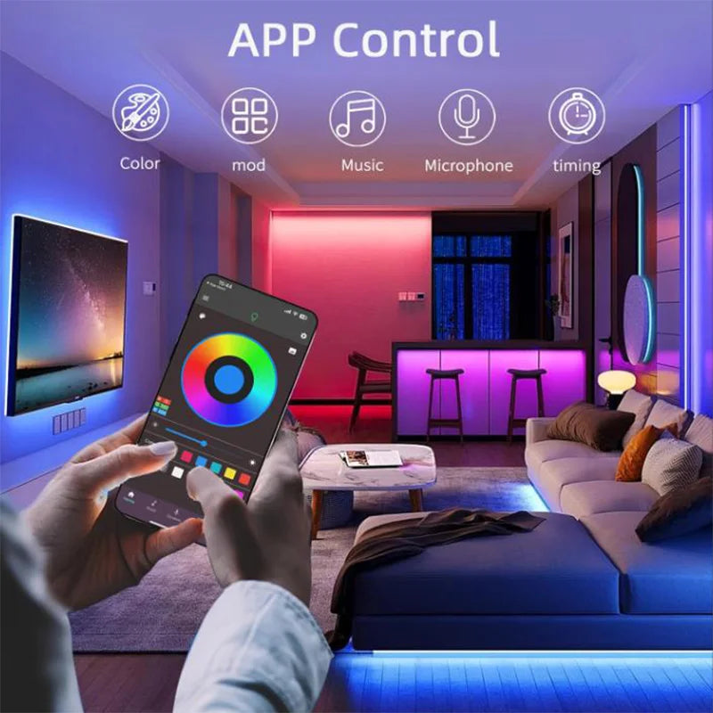 USB 5V RGB LED Neon Strip Light 1m/2m/3m/5m (3.3/6.6/9.8/16.4 ft) WiFi & Bluetooth Smart Strip Tuya Smart Life Alexa Compatible