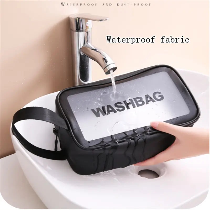 Large Transparent Waterproof Travel Makeup Bag – Clear Cosmetic Organizer 30 x 10 x 21 cm (11.8 x 3.9 x 8.3 in) Zipper Pouch for Women