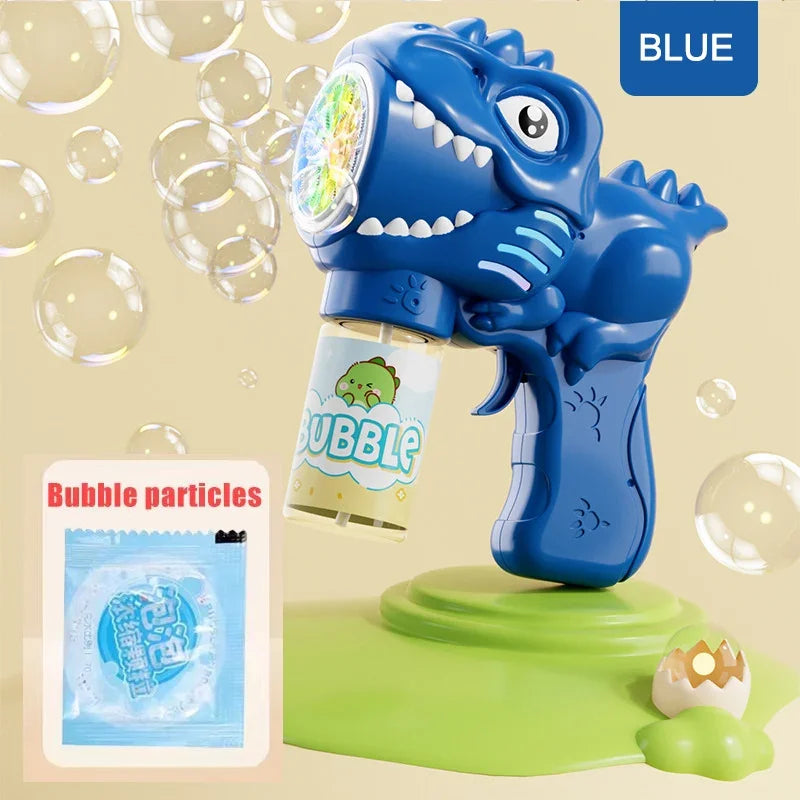 6-Hole Dinosaur Bubble Machine Electric Bubble Gun with Lights – Fully Automatic Bubble Blower for Kids, Outdoor Play