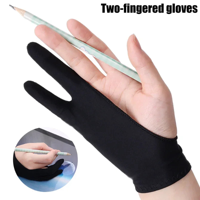 Two-Finger Drawing Glove — Anti-Smudge Palm Rejection Artist Glove for Graphics Tablets & iPad (1/2/4 Pack)