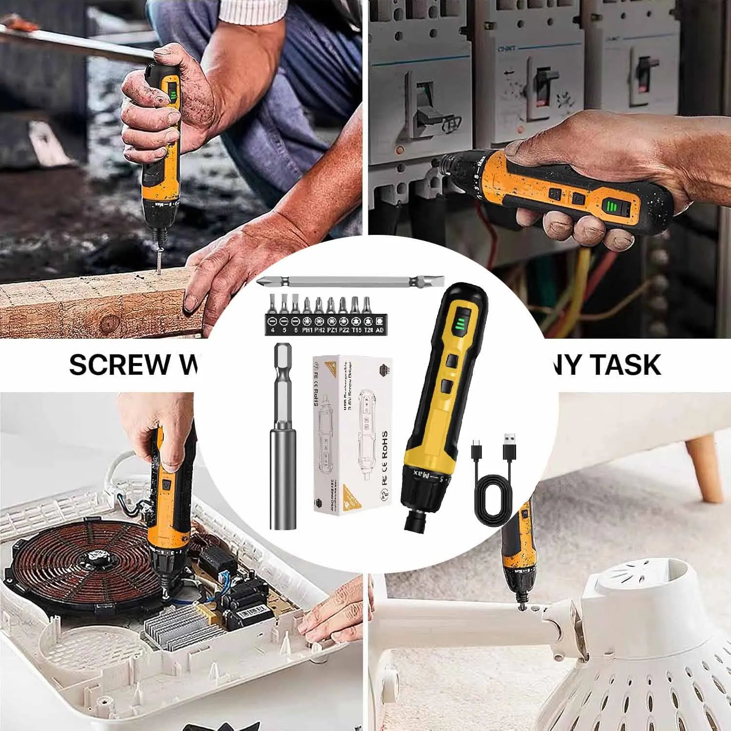 Rechargeable Cordless Electric Screwdriver 2000mAh 3.7V – 6-Speed Portable Torque Screwdriver Set for Home DIY