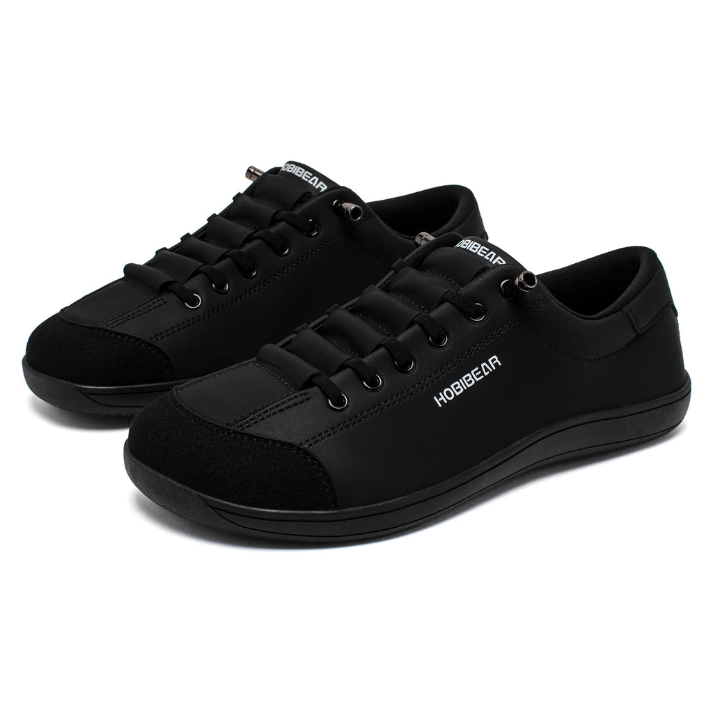 Unisex Barefoot Wide-Toe Minimalist Sneakers — Artificial Leather Adjustable Slip-On Walking Shoes