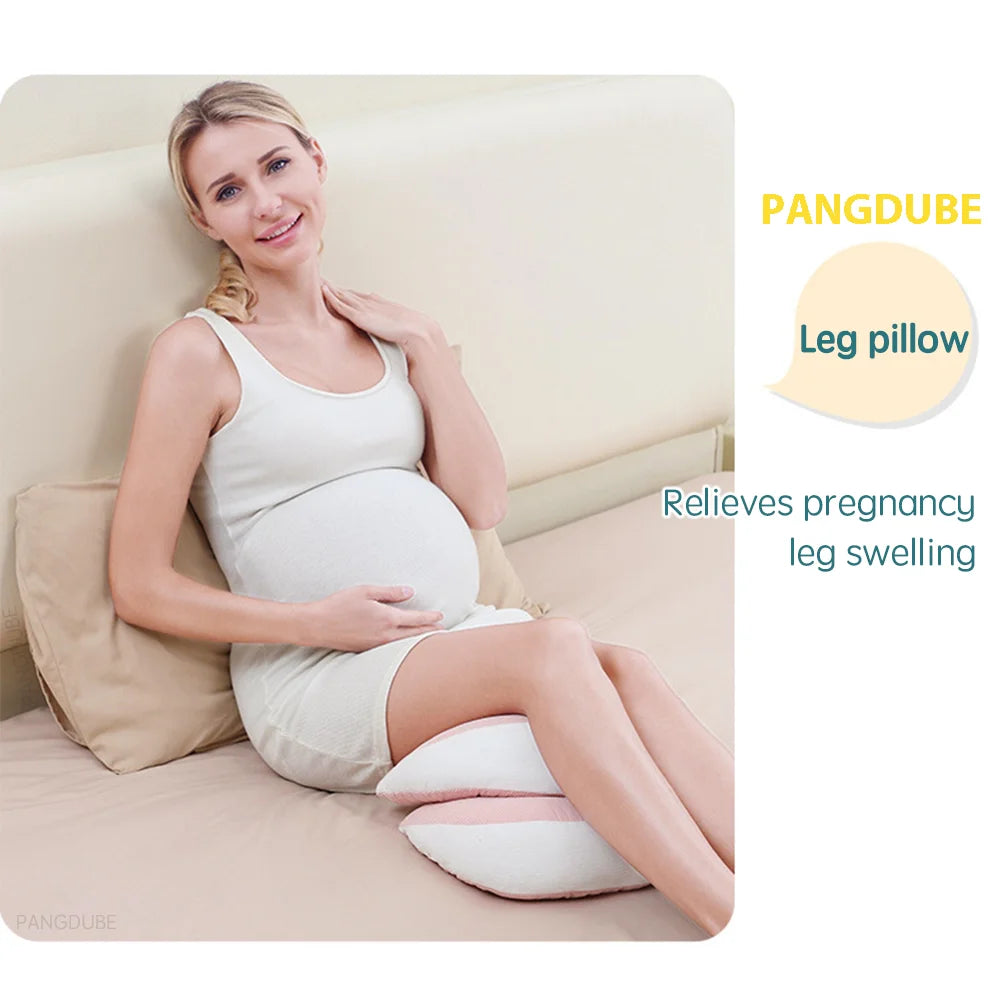 Pregnancy Body Pillow with Free Waist Support Pillow — Cotton-Polyester Maternity Sleeping Pillow, 64–78 × 36 cm (25–30.7 × 14 in)