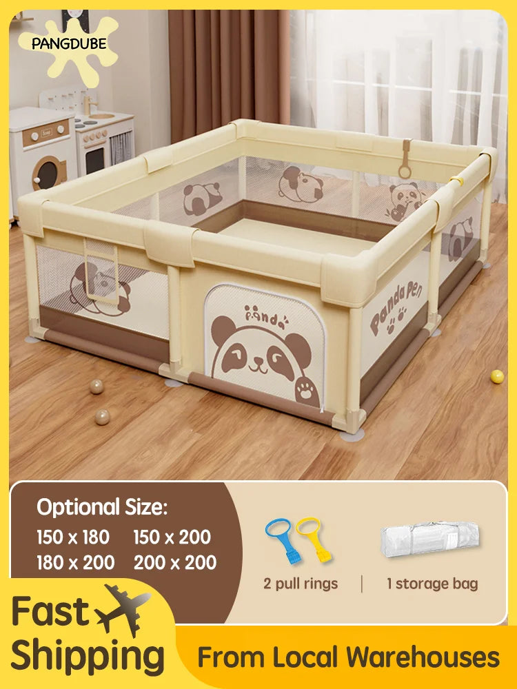 Panda Baby Playpen Kids Play Fence & Activity Gym — 4 Sizes (59×70, 59×78, 70×78, 78×78 in | 150×178–198×198 cm)