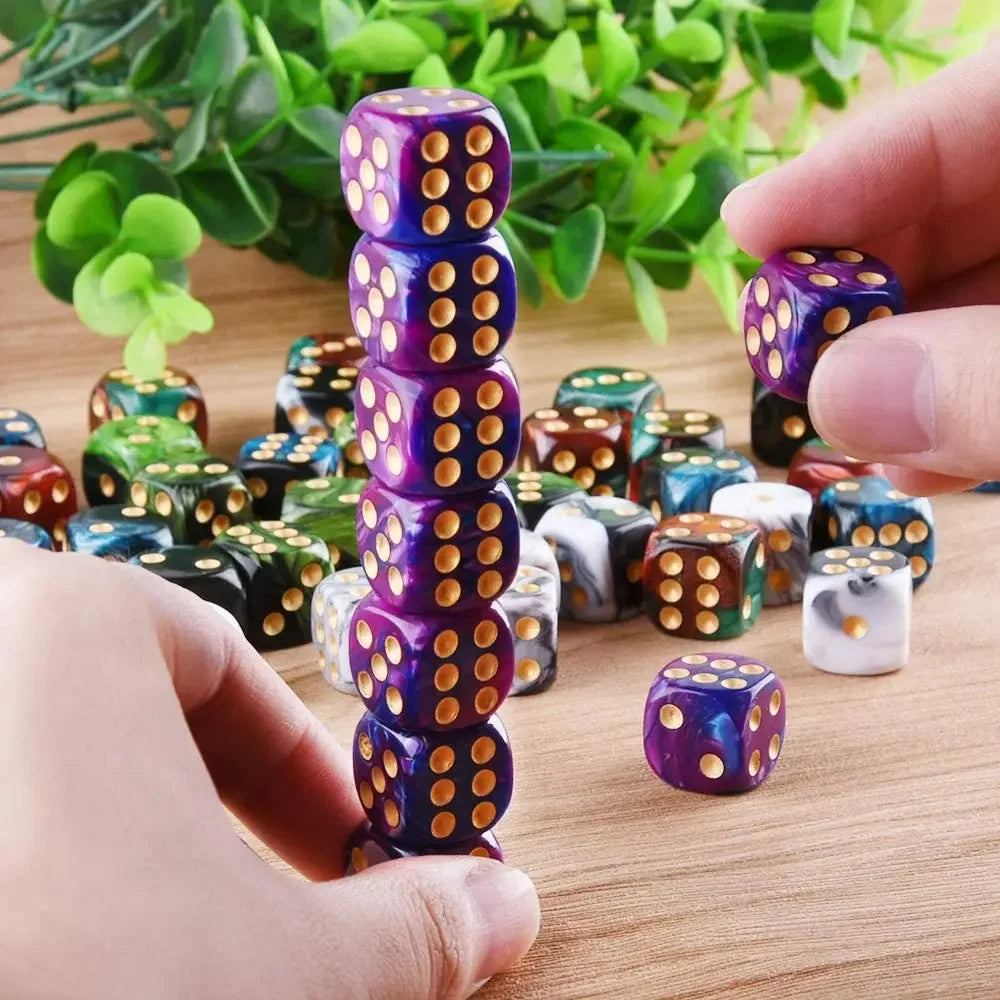 16mm (0.63 in) 6-Sided Acrylic Dice D6, 10/30/50/100 Pack Multicolor Round Corner for RPG Board Games & Math