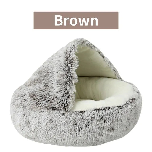 Plush Round Pet Bed 2-in-1 Removable Cover for Cats & Small Dogs – 40 cm (15.7 in), 50 cm (19.7 in)