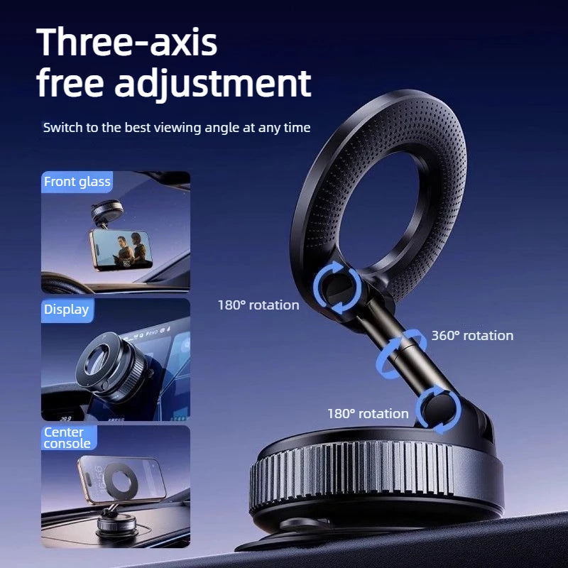 Foldable Magnetic Car Phone Mount 360° Rotating Adjustable Dashboard Holder - Universal Smartphone Stand