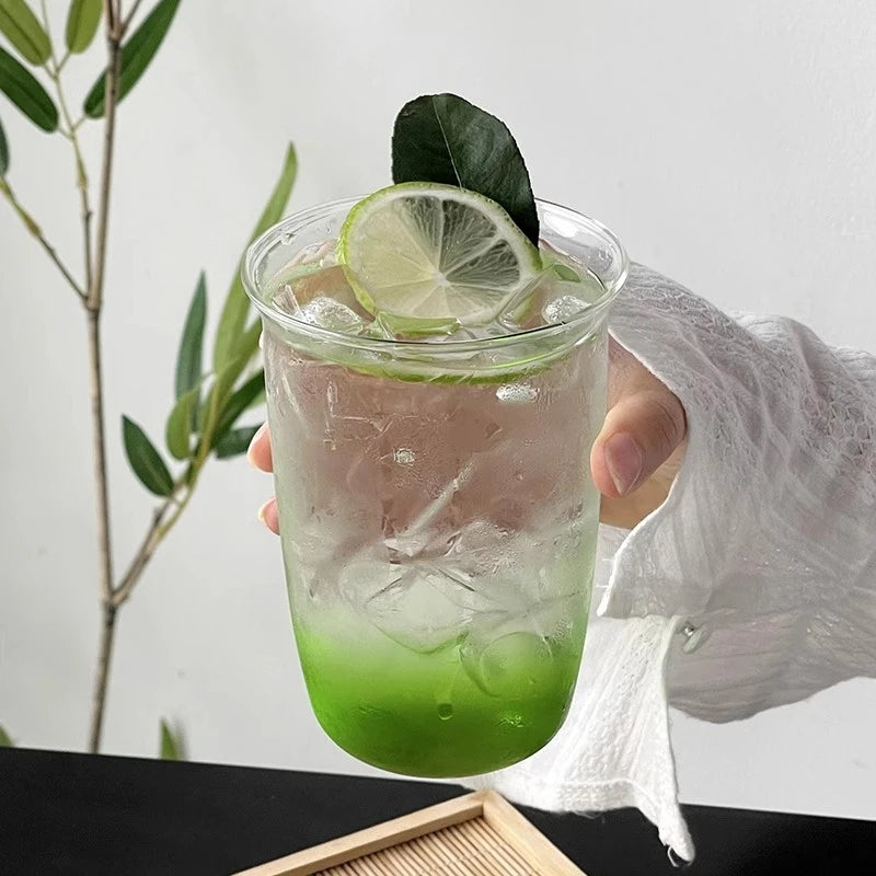 Aesthetic Borosilicate Glass Coffee Cup — Cold Coffee Mug & Cocktail Glass, 350–465ml (12–16oz)