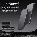 5000mAh Ultra-Slim Magnetic Wireless Power Bank Fast Charge Qi2 Clip-On Portable Battery with Built-In Cables and LED Display