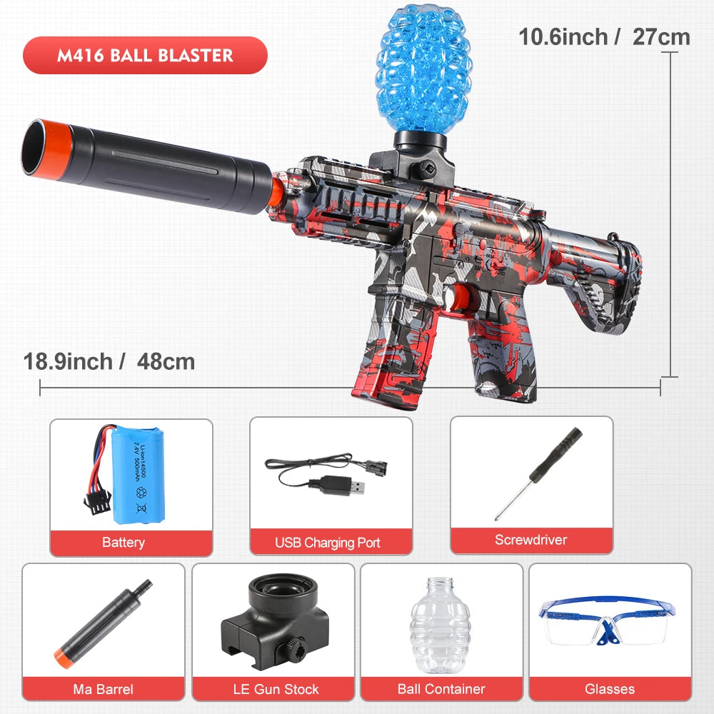 Rechargeable Electric Ball Blaster Toy Gun – High-Speed Metallic Finish, Outdoor Game Party Gift (Bullets Excluded) Ages 6+