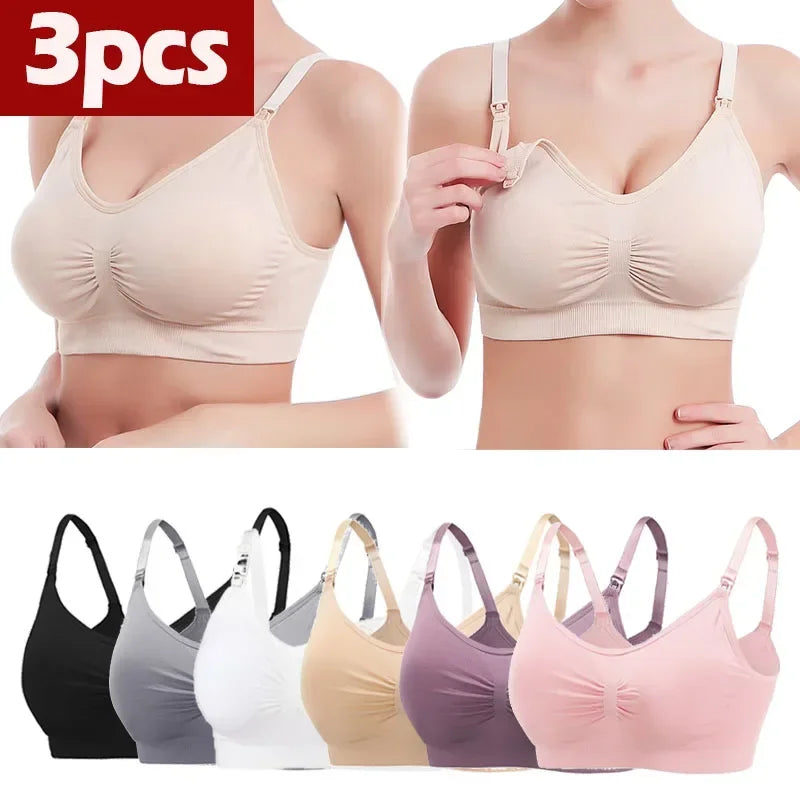 3-Pack Maternity Nursing Bras – Soft Wire-Free Breastfeeding Bra for Pregnancy & Nursing