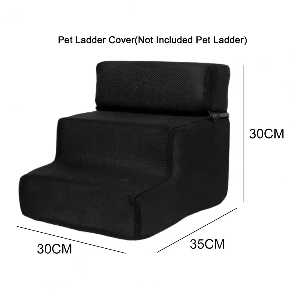 Detachable 3-Step Pet Stair Cover - Anti-Slip Faux Leather & Mesh Ramp Case, 11.8 x 11.8 x 13.8 in / 30 x 30 x 35 cm