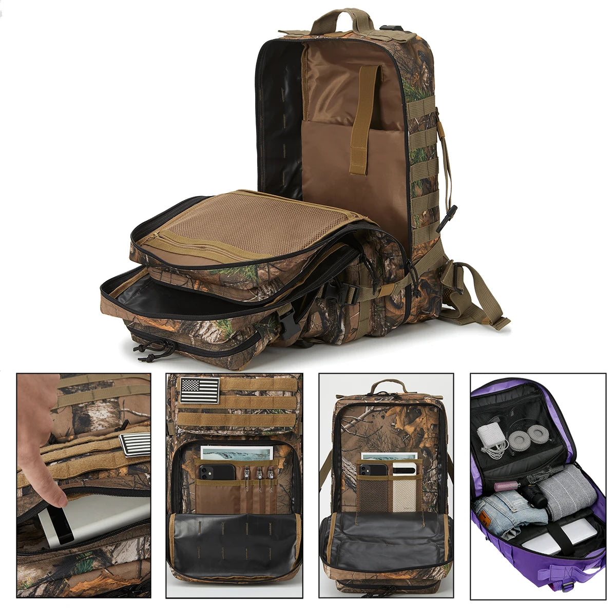 45L (2,746 cu in) Tactical Backpack — 3-Day Outdoor Hiking Camping Trekking Gym Bag for Men & Women