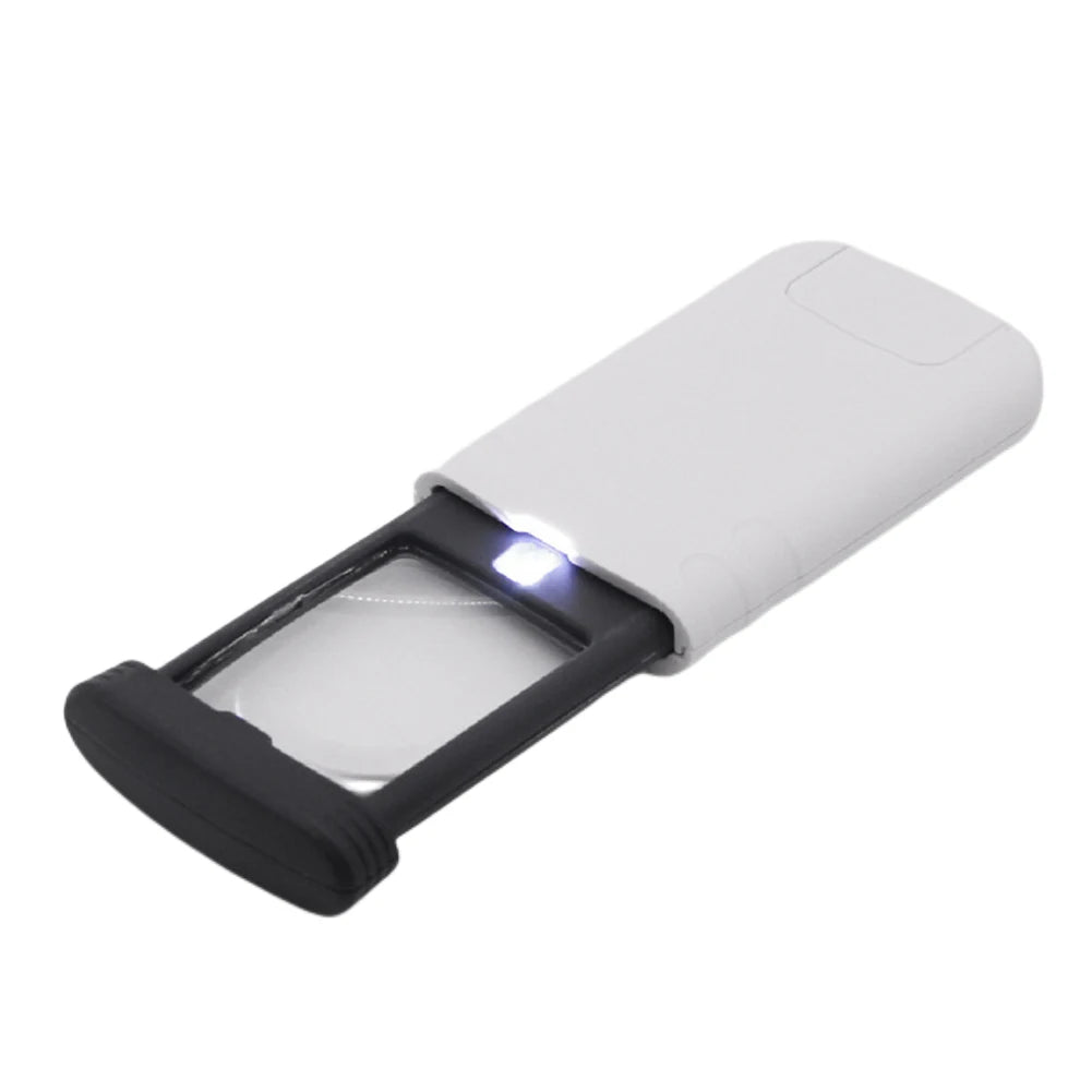 4x Foldable Pocket Magnifier with LED Light — Mini Handheld Loupe for Jewelry, Reading & Antiques