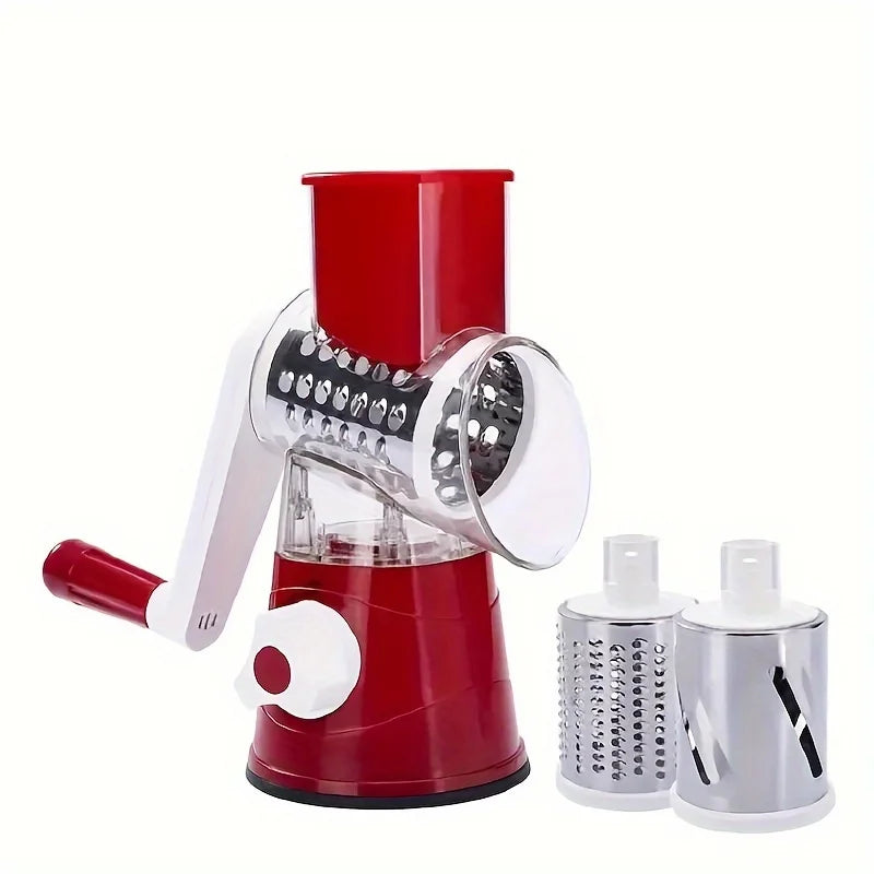 Stainless Steel Benchtop Drum Slicer & Grater for Vegetables and Fruits