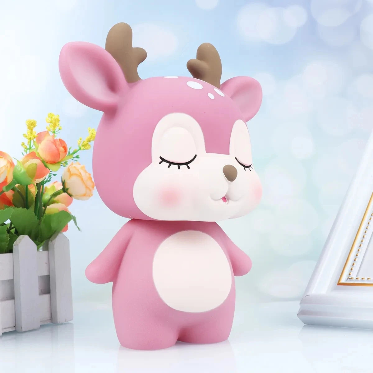 Cute Cartoon Deer Piggy Bank Coin Jar – Large Money Savings Box, 7.6 x 6.06 x 3.94 in (19.3 x 15.4 x 10 cm) – Gift for Kids & Adults