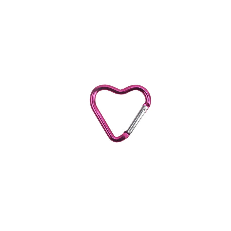 Heart-Shaped Aluminum Carabiner Keychain Clip for Keys, Water Bottles & Bags - Travel Hanging Hook