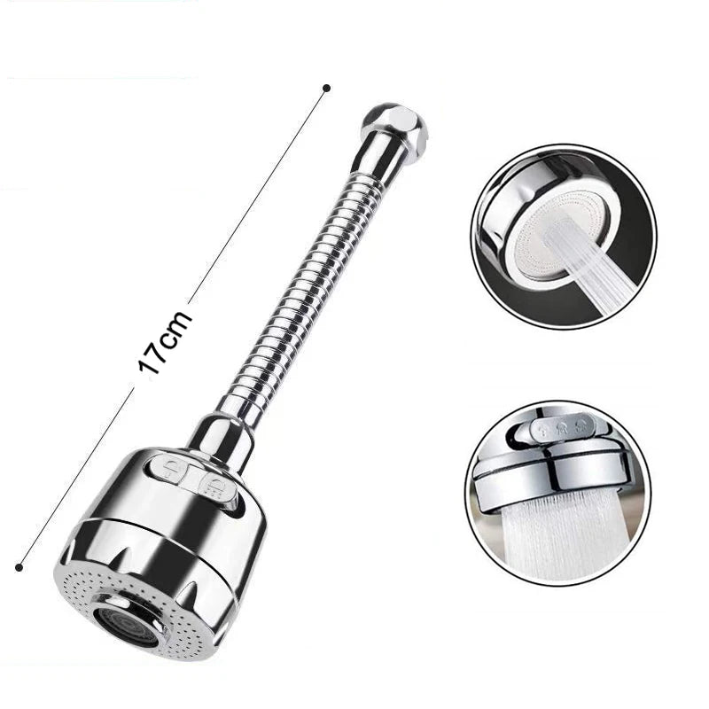 Universal 2/3-Mode Rotating Kitchen Faucet Adapter 360° Swivel Aerator Spray Nozzle, Water-Saving Tap Extender