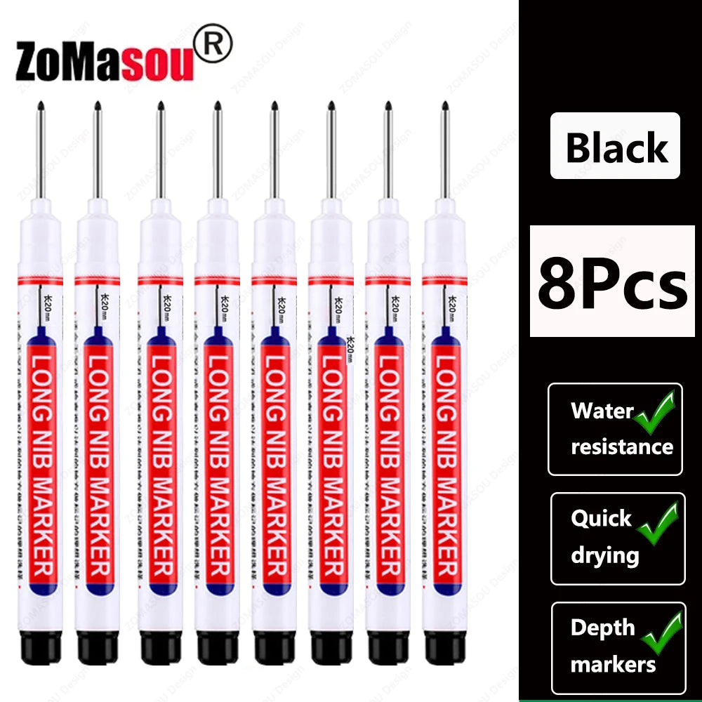 20mm Long-Head Deep Hole Marker Pens - Waterproof Fast-Dry Oil Markers for Wood, Metal & Glass (Red/Black/Blue/Green)