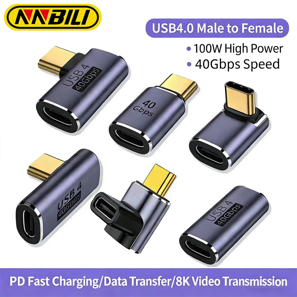 USB4 40Gbps 90 Degree USB-C to USB-C Adapter