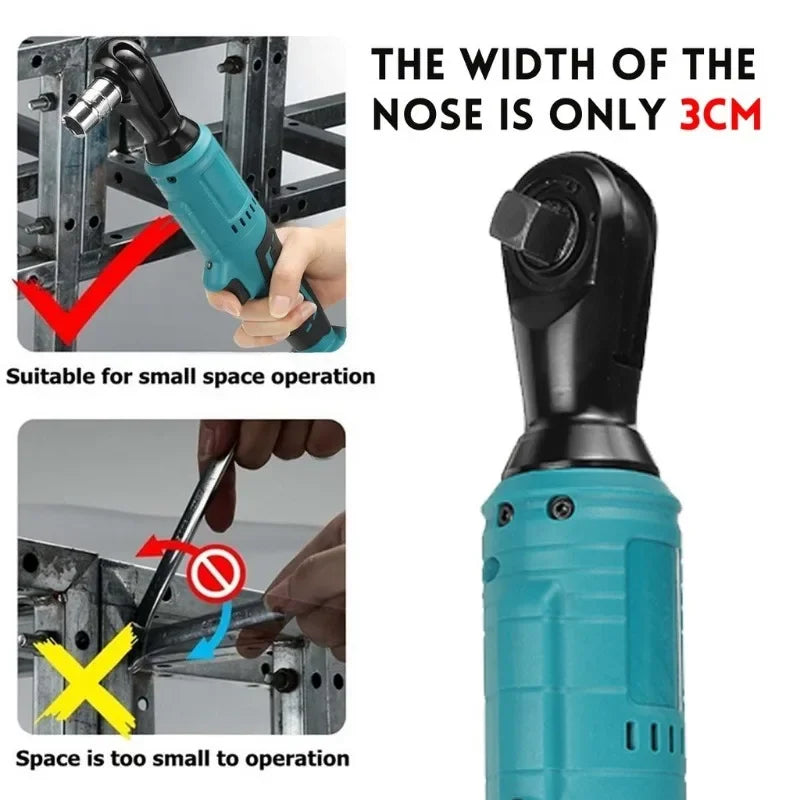 Brushless 1/2" (12.7 mm) Ratchet Impact Wrench Cordless 480 N·m, 18V Battery Compatible, Forward/Reverse