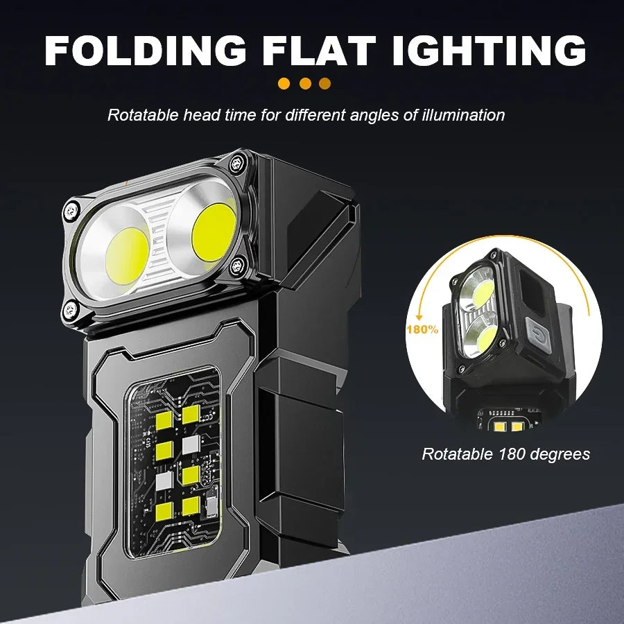 Mini USB Rechargeable LED Flashlight — 1200mAh COB + LED, Magnetic Tail, 8-Mode Portable Camping & Emergency Light