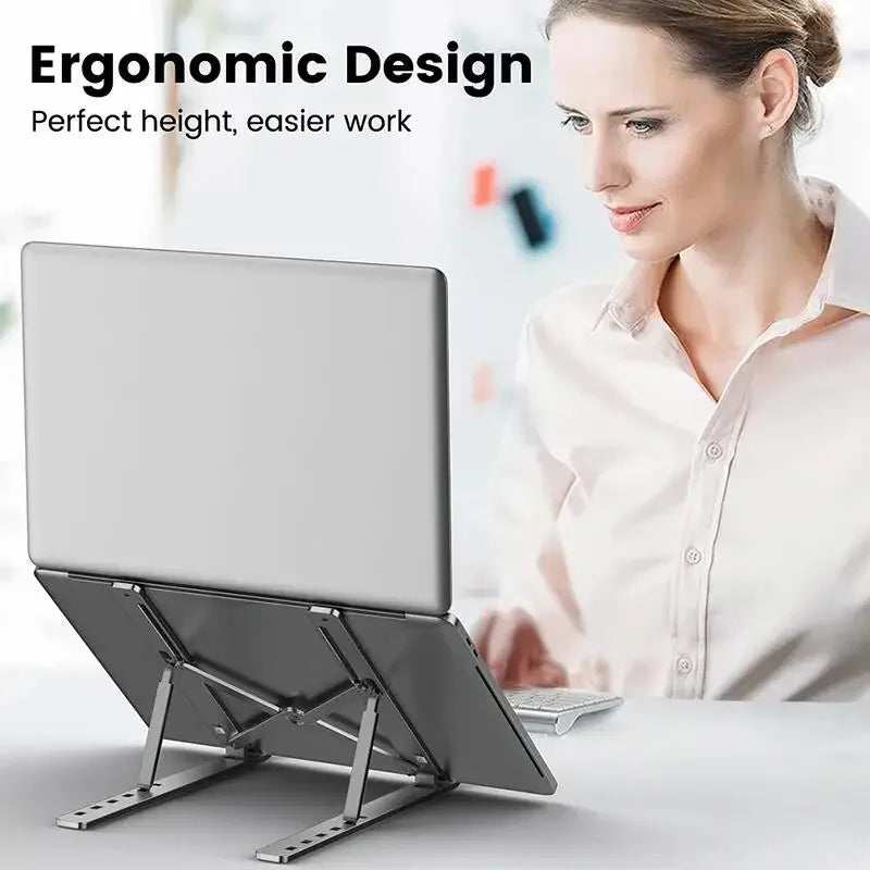 Portable Foldable Aluminum Laptop Stand – Adjustable Notebook Holder for MacBook Air/Pro & Laptops