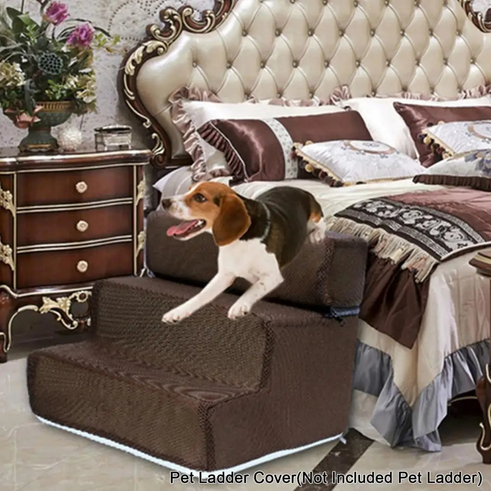Detachable 3-Step Pet Stair Cover - Anti-Slip Faux Leather & Mesh Ramp Case, 11.8 x 11.8 x 13.8 in / 30 x 30 x 35 cm