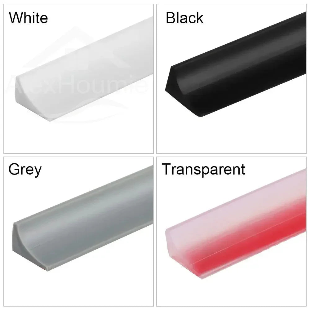 Self-Adhesive Silicone Water Stopper Strip 12 x 20 mm (0.47 x 0.79 in) for Shower, Washing Machine & Door Threshold