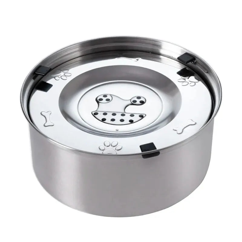 Large Stainless Steel No-Spill Floating Pet Bowl — 3L (3 liters / 101 fl oz) Water Feeder for Dogs & Cats, Non-Slip Anti-Splash
