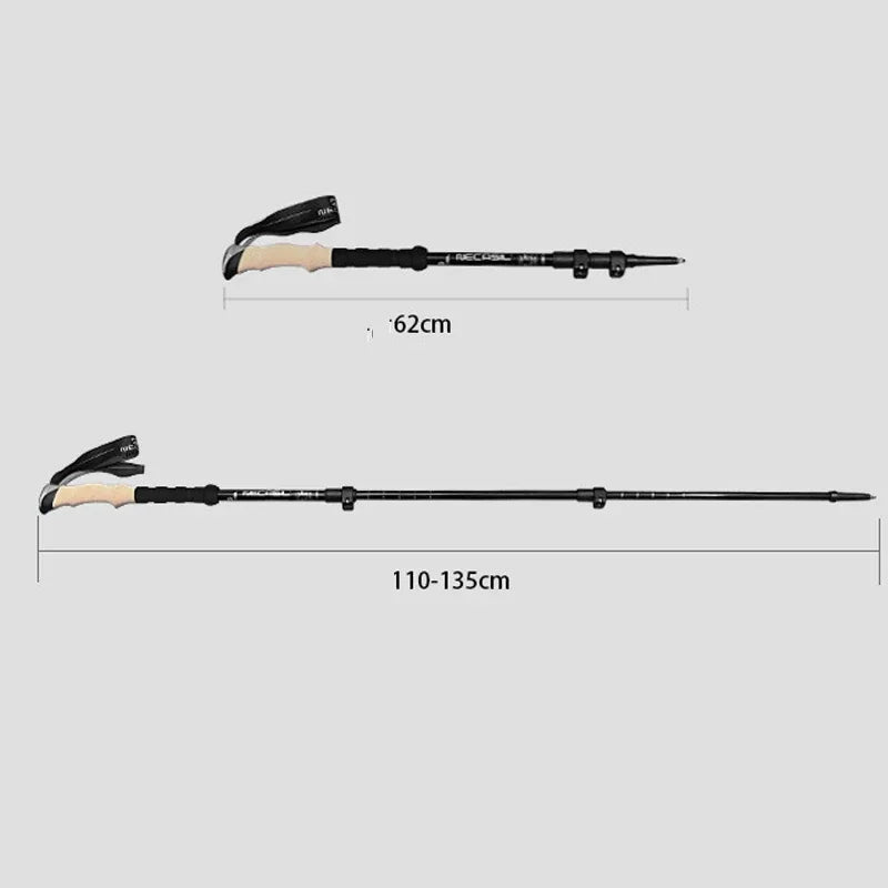 2-Pack Telescopic Trekking Poles 62–135 cm (24–53 in) Ultralight Aluminum Hiking Poles with Quick-Lock, Anti-Shock & Carbon Steel Tips
