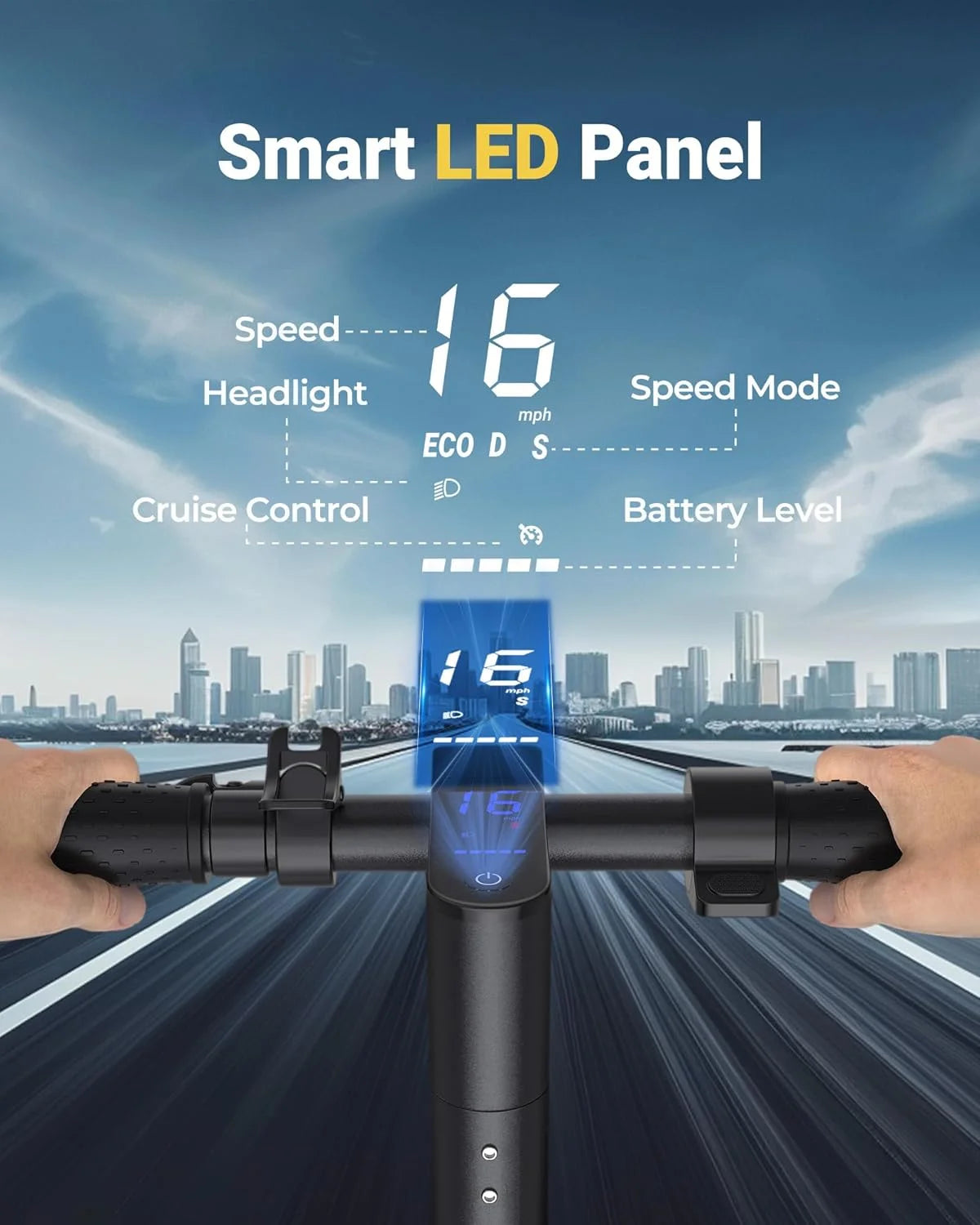 Folding Electric Scooter 350W Brushless Motor — 19 MPH (30 km/h) Smart APP Control, 8.5-inch Honeycomb Tires, 25–37 mi (40–60 km) Range for Adults